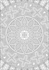 Mandala Coloring Page For Adult Balck And White Line Art Hand Drawn Vector