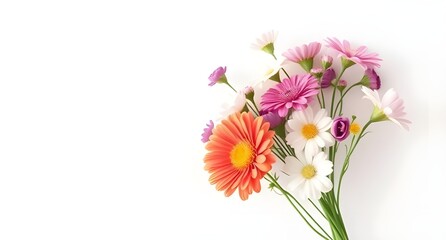 Obraz premium minimalist bouquet of flowers isolated on white background, modern aesthetic