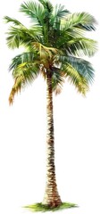 Obraz premium Tropical Palm Tree Isolated, Standing Tall, White Background, for summer layouts