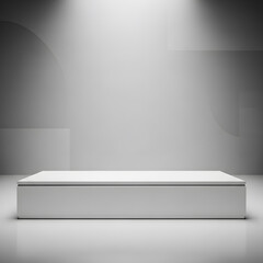 Obraz premium Minimalist White Square Product Display Stage on Light Gray Background Ideal for Cosmetics or Branding Presentation