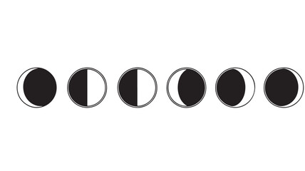 Lunar phases illustration representing the moon s cycle on transparent background silhouette