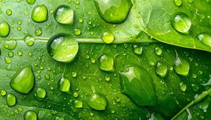 water drops on green leaf