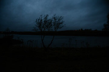 storm clouds over the river