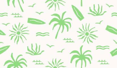 Cute beach vibes pattern background vector design