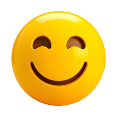 Fototapeta premium Glossy, 3D rendered yellow sphere with smiling face against a black background