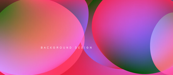 Abstract colorful circles overlap creating vibrant gradients. Text reads background design centered within composition. Simple, modern aesthetic.