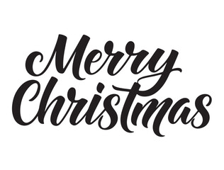 Happy Merry Christmas in calligraphy style silhouette white background.