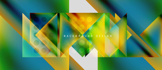 Abstract geometric design. Vibrant colors blend, creating dynamic shapes. Modern aesthetic, suitable for backgrounds, presentations.