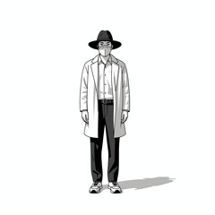 Vector Character with White Clean Background