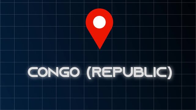 Congo Republic glowing location map icon animation emphasizing soft floating highlights on black canvas.