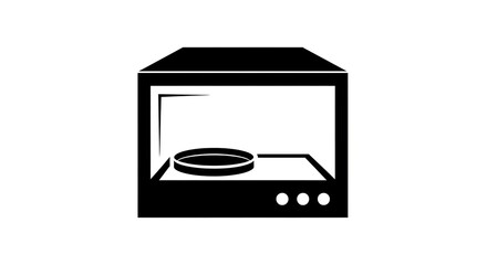 Microwave oven with plate isolated on white background