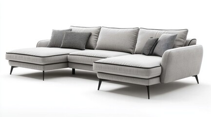 Light gray sectional sofa with dark accents