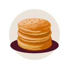 Pancakes logo vector illustration template. Simple design in circle