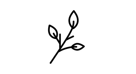 Minimalist branch with leaves symbol illustration
