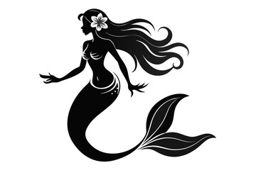 Vector tattoo illustration of a woman with flowing hair and tribal elements