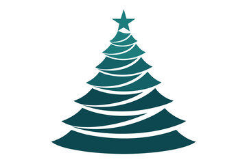 Obraz premium Abstract vector illustration of a green Christmas tree with holiday decorations and star topper