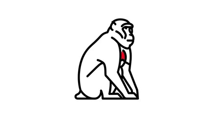 Monkey illustration minimalist design isolated