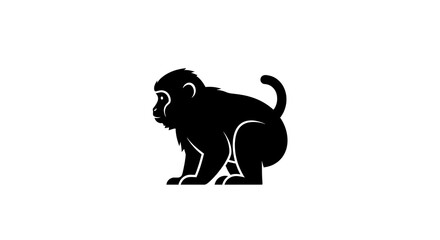 Monkey silhouette against white background