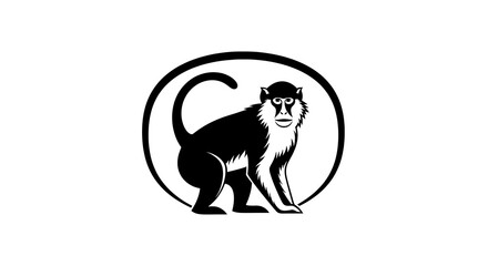 Monkey illustration within a circle graphic