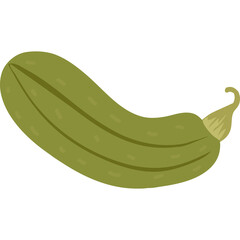 A Single Green Gourd Vegetable With A Textured Surface And A Curved Stem Set Against A Transparent Background Ideal For Autumn Harvest Themes