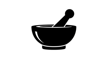 Mortar and pestle icon black and white
