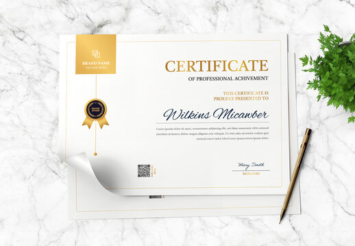 Elegant Classic Certificate Award Design with Gold Accents