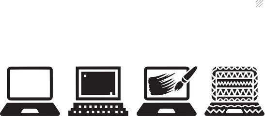 Modern Laptop Computer Outline Icon Minimalist Design Element Vector Graphics Illustration