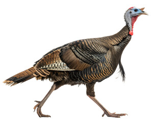 Wild Turkey Bird Walking in Profile View