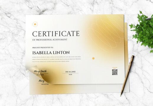 Modern Award Certificate Design with Golden Accents