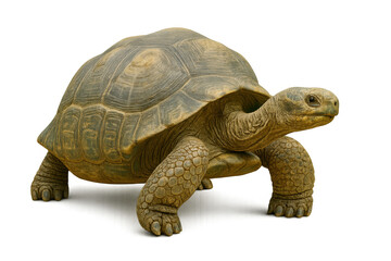 Fototapeta premium Tortoise walking forward on transparent background, symbolizing longevity, slowness, and resilience in nature