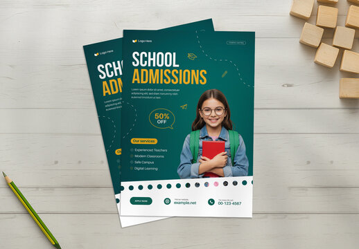 Modern Clean School Admission Flyer Design Layout