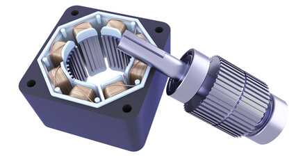 Industrial Stepper Motor Model. Synchronous Electric Motor Rotor and Stator. High-quality 3D...