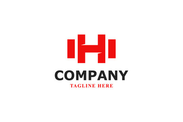 Obraz premium letter h dumbbell fitness and wellness logo
