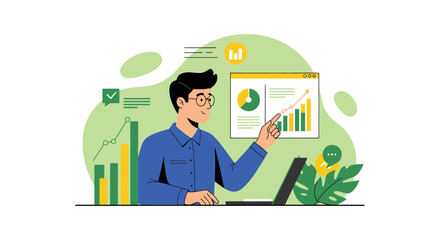 Business Analyst Presenting Financial Data With A Modern And Engaging Visual Style