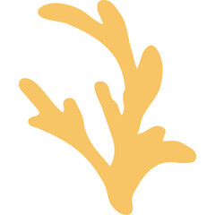 A Stylized Yellow Coral Branch Silhouette Isolated on a White Background Minimalist Ocean Life Element Simple Nature Graphic