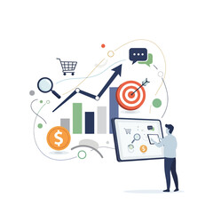 Business Marketing Illustration with White Clean Background