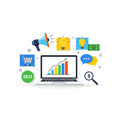 Business Marketing Illustration with White Clean Background