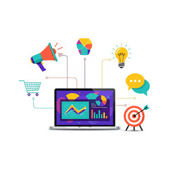 Business Marketing Illustration with White Clean Background