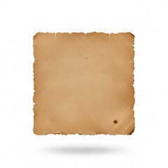 Fototapeta premium Aged textured paper with burnt edges and a slight shadow isolated on white background