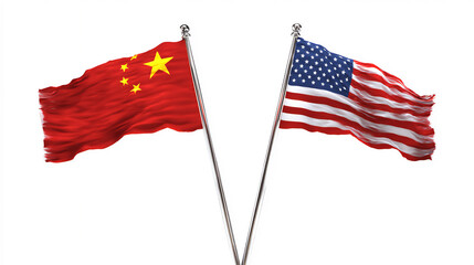 中国とアメリカの国旗