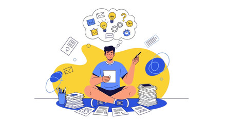 Fototapeta premium Creative Process And Thinking: Conceptual Iconography Of Brainstorming And Ideas