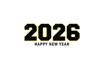 Happy New Year 2026 White Text Background Vector For Print, Happy New Year 2026 Beautiful Text Background Design.