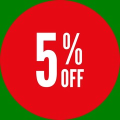 5% Off Round Sale Sticker - Green Screen Chroma Key