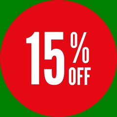 15% Off Round Sale Sticker - Green Screen Chroma Key