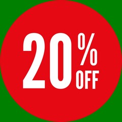 20% Off Round Sale Sticker - Green Screen Chroma Key