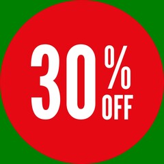 30% Off Round Sale Sticker - Green Screen Chroma Key