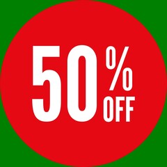 50% Off Round Sale Sticker - Green Screen Chroma Key