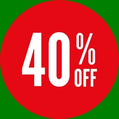 40% Off Round Sale Sticker - Green Screen Chroma Key
