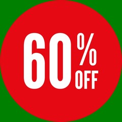60% Off Round Sale Sticker - Green Screen Chroma Key
