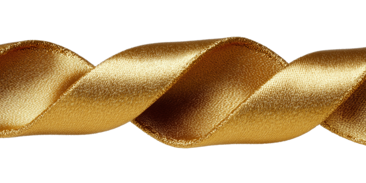 Gold Satin Ribbon Twisted isolated on a transparent background - Powered by Adobe